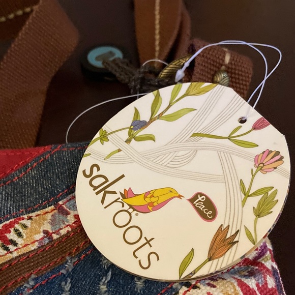 Sakroots Floral patter and Blue Denim Chevron Shoulder Bag BOHo NWT - Picture 2 of 12